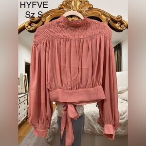 Elegant Pink Women's Top Dressy Sheer